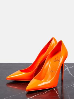 Pantofi cu toc din piele de lac Christian Louboutin portocaliu