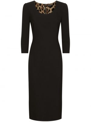 Μάλλινη μίντι φόρεμα Dolce & Gabbana μαύρο