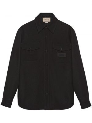 Chemise en laine avec applique Gucci noir