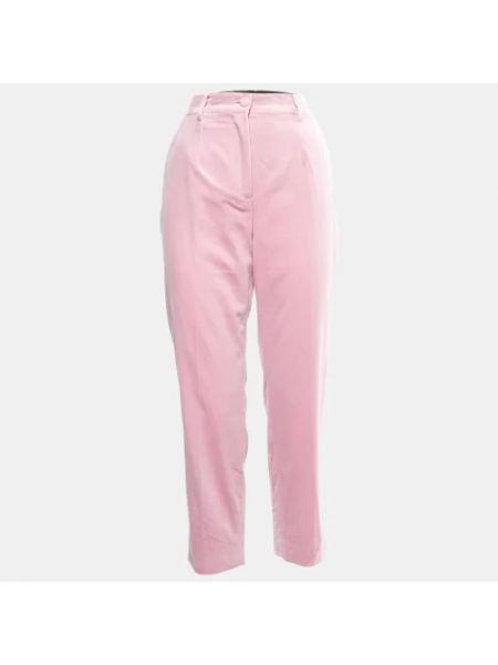 Aksamitne spodnie Dolce & Gabbana Pre-owned różowe