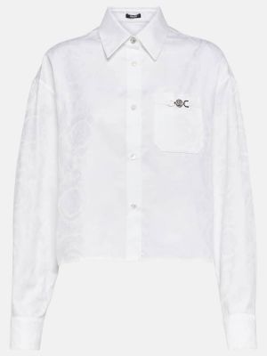 Camicia di cotone in tessuto jacquard Versace bianco