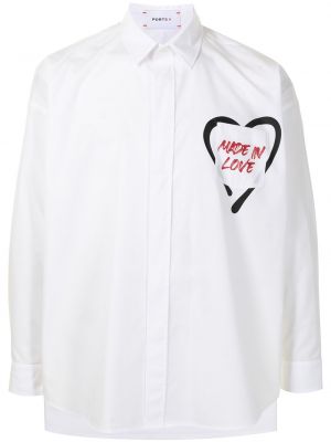 Риза с копчета с принт Ports V бяло