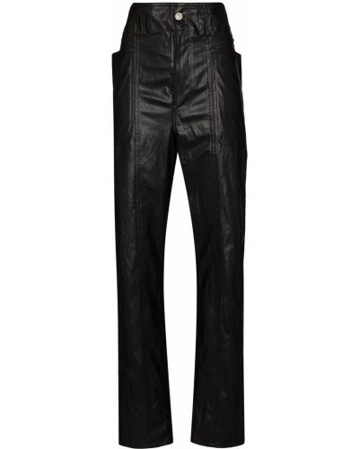 Pantalones rectos de cintura alta Isabel Marant étoile negro