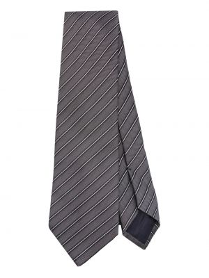 Prugasta svilena kravata s printom Tagliatore siva
