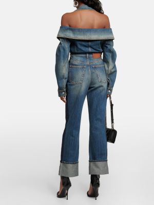 Straight fit džíny s vysokým pasem Alexander Mcqueen modré