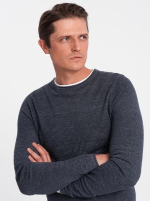 Kokvilnas džemperis ar melanža rakstu Ombre zils