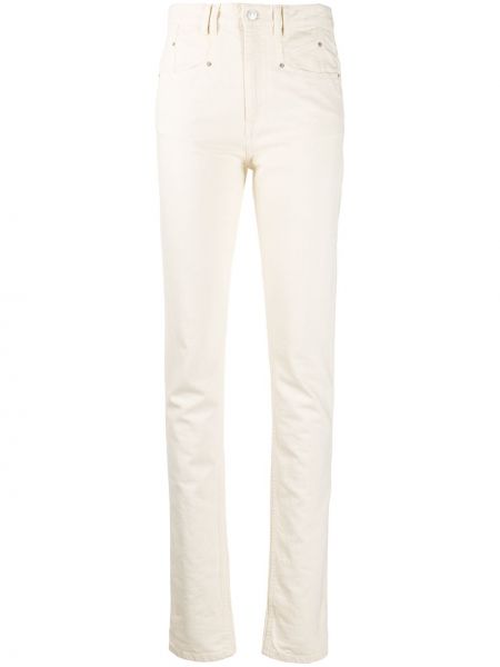 Jeansy skinny z wysoką talią klasyczne z paskiem Isabel Marant - biały