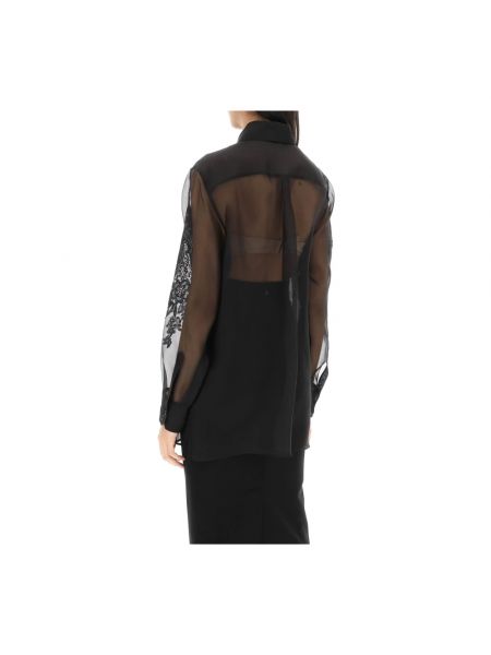 Blusa de seda de algodón de encaje Dolce & Gabbana negro