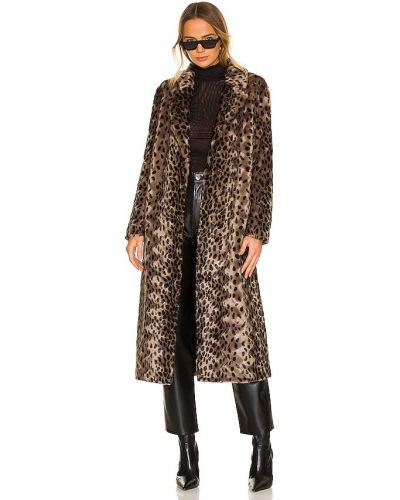 Lungo cappotto con pelliccia pelliccia ecologica Unreal Fur, marrone