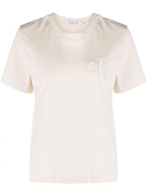 Βαμβακερή μπλούζα Calvin Klein Jeans λευκό
