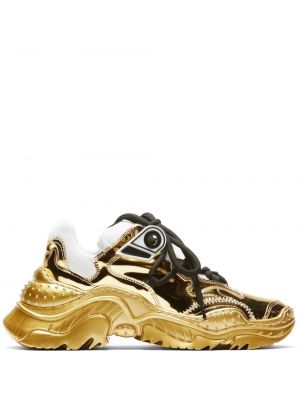 Sneakerși cu șireturi din dantelă N°21 auriu