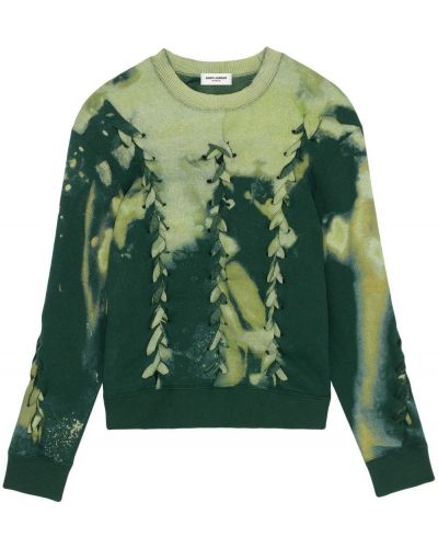 Пуловер на цветя с принт с кръгло деколте Saint Laurent зелено