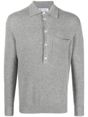 Cashmere poloskjorte Brunello Cucinelli grå