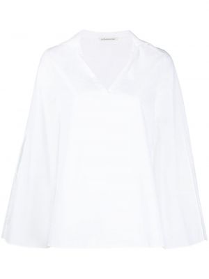 Памучна блуза с v-образно деколте Stefano Mortari бяло