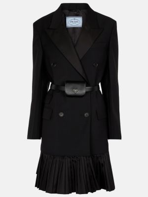 Mohérový vlněný kabát Prada černý