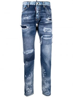 Slank rippet skinny jeans Dsquared2 blå