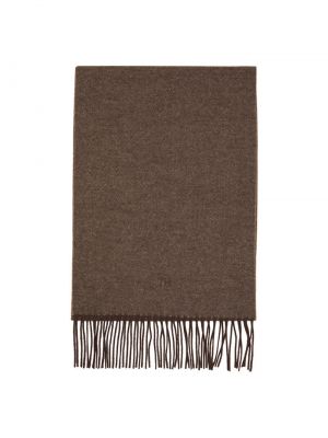 Легкий шарф из шерсти с бахромой и вышитым логотипом. Selected коричневый