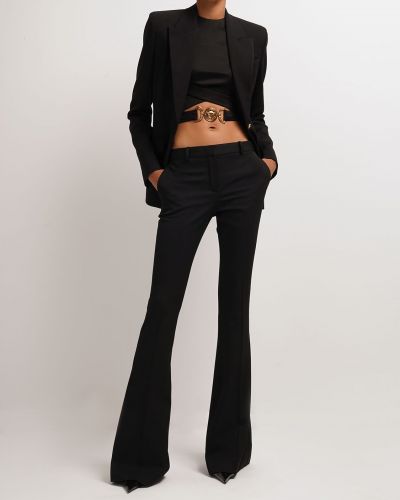 Vlnené nohavice Versace čierna
