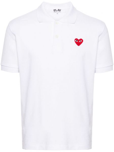 Kalp desenli polo yaka tişört Comme Des Garçons Play beyaz