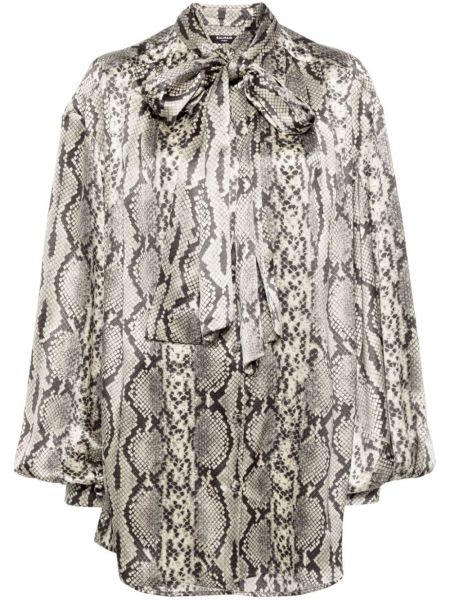 Копринена блуза с принт Balmain сиво