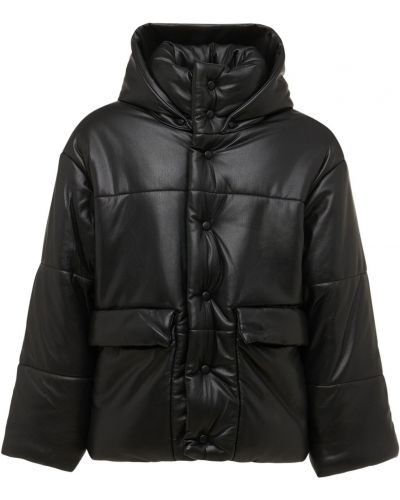 Kožená bunda z imitace kůže Nanushka černá