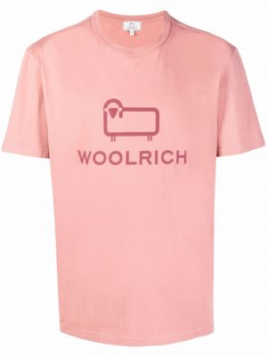 Тениска с принт Woolrich розово