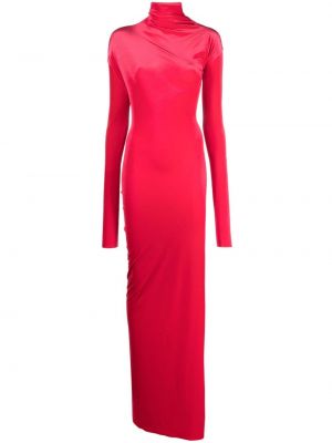 Drapované zamatové večerné šaty Amazuìn červená