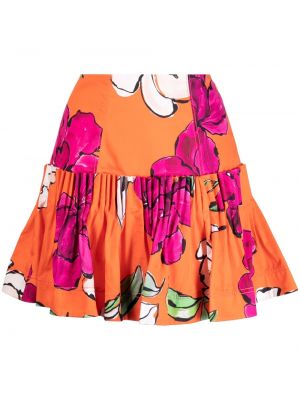 Plisované květinové mini sukně s potiskem Aje oranžové