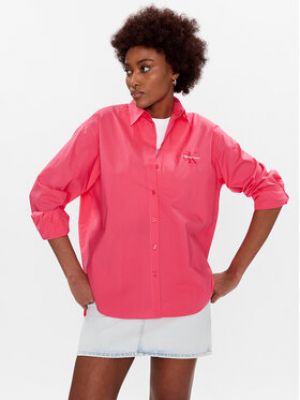 Cămășă de blugi cu croială lejeră Calvin Klein Jeans roz