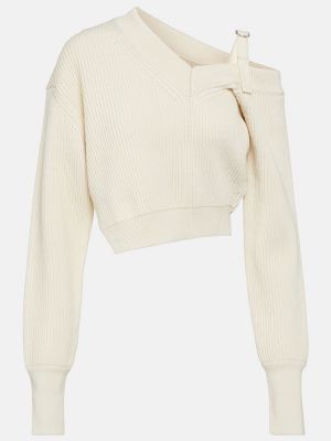 Sweter wełniany Jacquemus biały