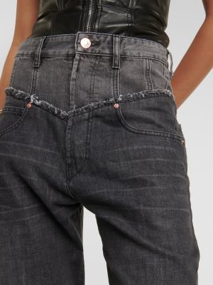 Straight leg jeans a vita alta Isabel Marant nero