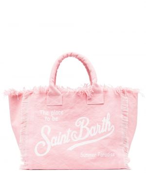 Shopper torbica s printom Mc2 Saint Barth ružičasta