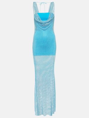 Μάξι φόρεμα από διχτυωτό Giuseppe Di Morabito μπλε