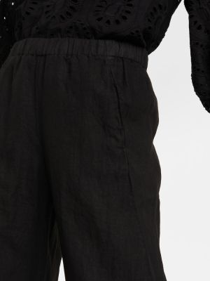 Sametové lněné kalhoty Velvet černé