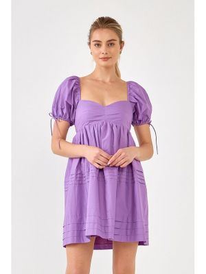 Платье мини с пышными рукавами English Factory фиолетовое