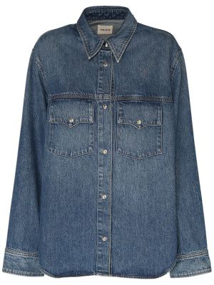 Kokvilnas džinsa krekls Khaite zils
