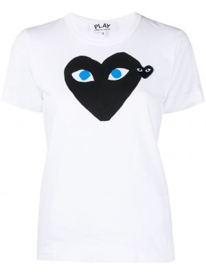 Pamučna majica s printom s uzorkom srca Comme Des Garçons Play bijela