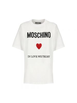 Koszulka z okrągłym dekoltem Moschino biała