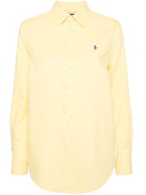 Bavlnené polokošeľa s výšivkou Polo Ralph Lauren žltá
