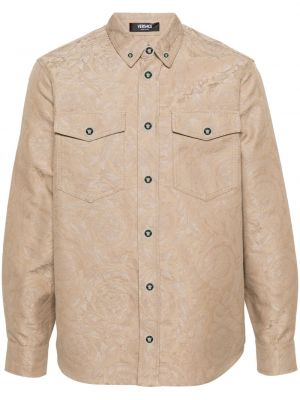 Žakardinė medvilninė marškiniai Versace smėlinė