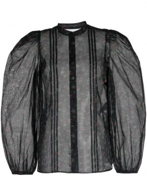 Прозрачна блуза на цветя с принт Stella Nova черно