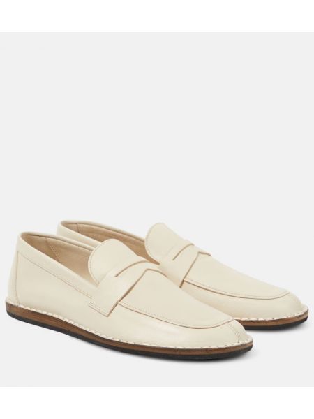 Pantofi loafer din piele The Row alb