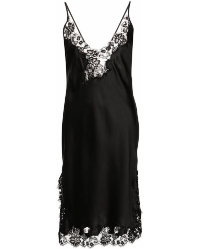 Jedwabna sukienka koktajlowa z dekoltem w serek Kiki De Montparnasse - сzarny