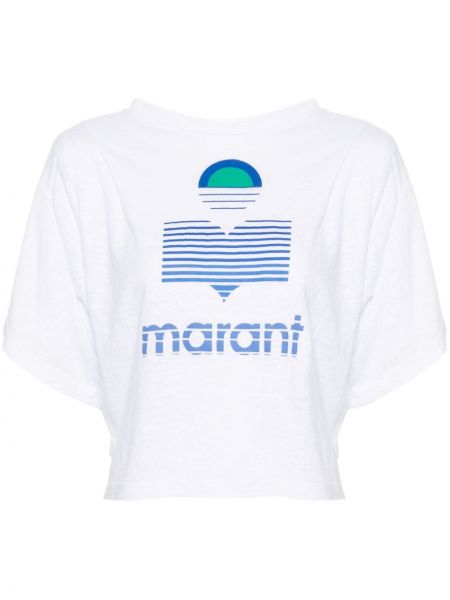 Ľanové tričko Marant Etoile biela