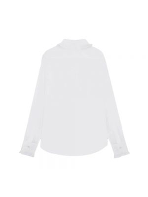 Camicia di cotone con volant Saint Laurent bianco