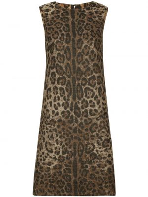 Žakárové leopardí koktejlové šaty Dolce & Gabbana