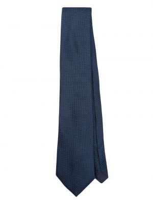 Jedwabny krawat w grochy Fursac niebieski