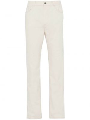 Ravne hlače iz rebrastega žameta Prada bela