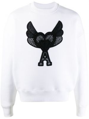 Brodert sweatshirt Ami Paris hvit