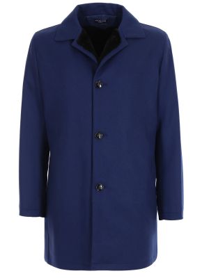 Кашемировое пальто с мехом Kiton синее